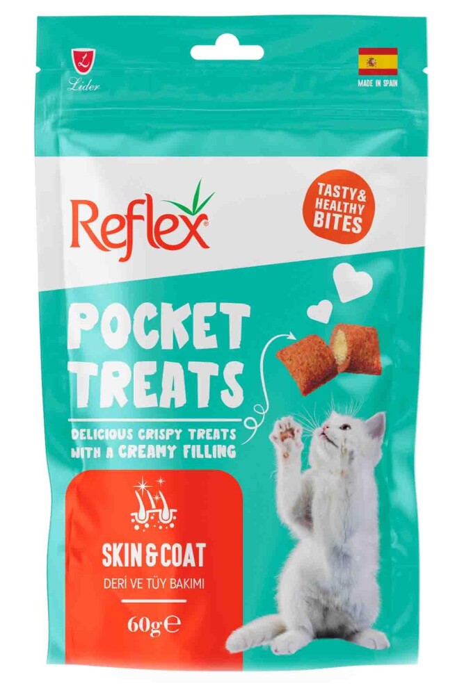 Reflex Pocket Treats Deri Ve Tüy Bakımı Yetişkin Kedi Ödül Maması 60 GR | SRC: Barcode: 8698995031684